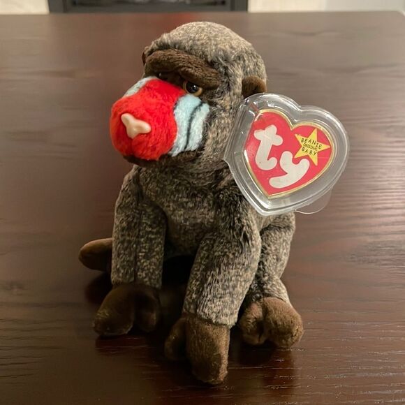 Cheeks the Baboon 1999 Ty Beanie Baby 6” Good Condition no ear tag, has all tags - Picture 1 of 6